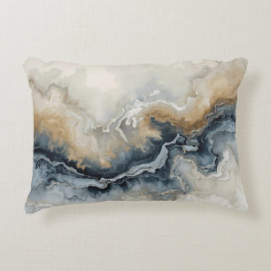 Marineblauw Lichtblauw Bruin Grijs Modern Abstract Accent Kussen