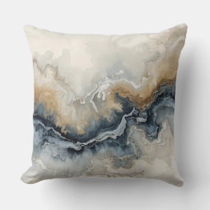 Marineblauw Lichtblauw Bruin Grijs Modern Abstract Kussen