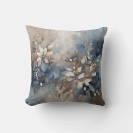 Marineblauw Lichtblauw Bruin Modern Bloemmotief Kussen