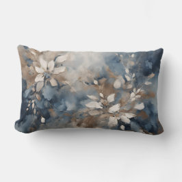 Marineblauw Lichtblauw Bruin Modern Bloemmotief Kussen