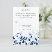Marineblauw Lichtblauw Witte Abstracte Bloem RSVP Kaartje (Staand voorkant)