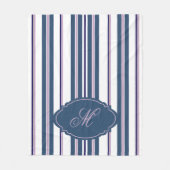 Marineblauw +Lichtpaars +Witte Verticale Strepen | Fleece Deken (Voorkant)