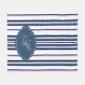 Marineblauw +Lichtpaars +Witte Verticale Strepen | Fleece Deken (Voorkant (Horizontaal))