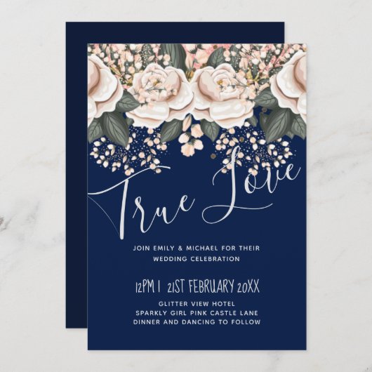 Marineblauw lichtroze finale bruinbruidingsbudget (Voorkant / Achterkant)