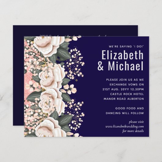 Marineblauw lichtroze finale bruinbruidingsbudget (Voorkant / Achterkant)