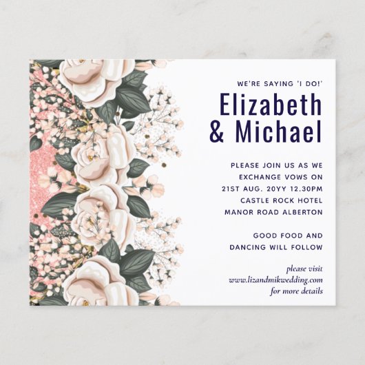 Marineblauw lichtroze finale bruinbruidingsbudget (Voorkant)