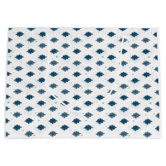 Marineblauw lintpatroon grote glanzende cadeautas