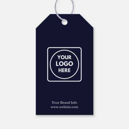 Marineblauw logo | Aangepast professioneel merklog Cadeaulabel (Voorkant)