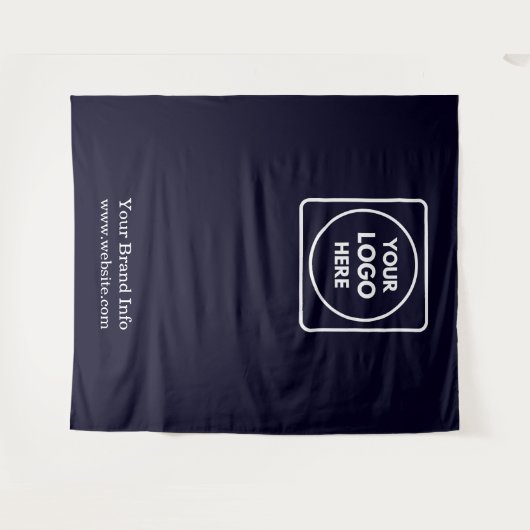 Marineblauw logo | Aangepaste step & repeat brandi Wandkleed (Voorkant (horizontaal))