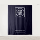 Marineblauw logo | Aangepaste step & repeat brandi Wandkleed (Voorkant)