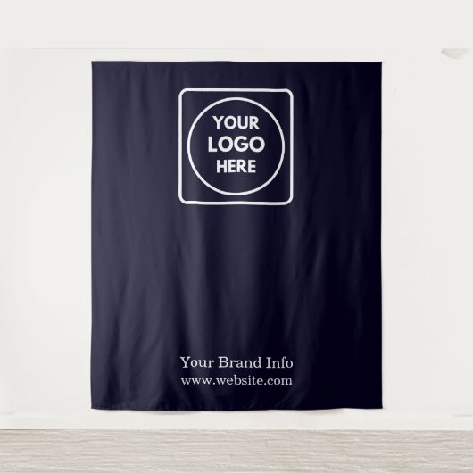 Marineblauw logo | Aangepaste step & repeat brandi Wandkleed (Voorkant)