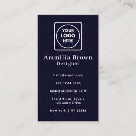 Marineblauw logo | Corporate minimalistische verti Visitekaartje