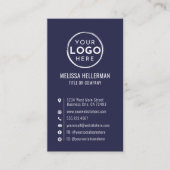 Marineblauw Logo Minimaal Modern Verticaal Visitekaartje (Voorkant)