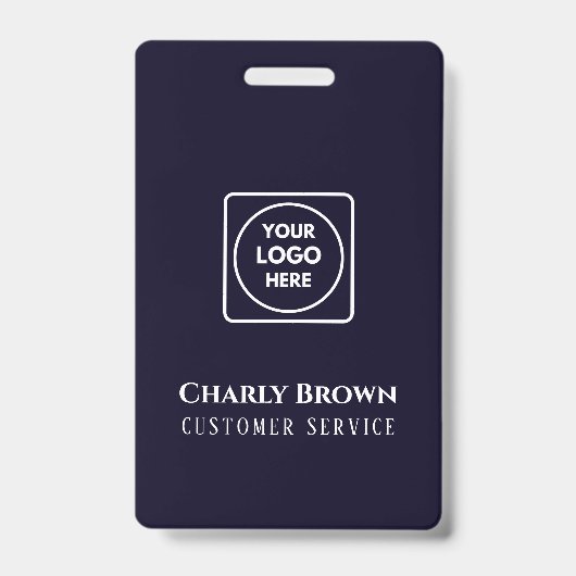 Marineblauw logo | Modern professioneel personeels Badge (Voorzijde)