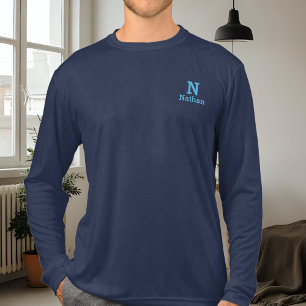 marineblauw & luchtblauw gepersonaliseerd Tri-Blend shirt