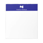 Marineblauw luxe gepersonaliseerd naammonogram notitieblok (Voorkant)