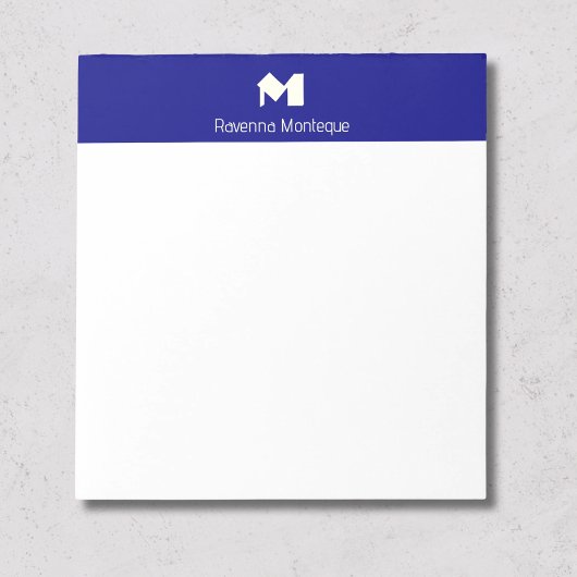 Marineblauw luxe gepersonaliseerd naammonogram notitieblok