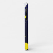 Marineblauw & Maïs Geel Verf Splatter Monogram Case-Mate iPhone Case (Achterkant/links)