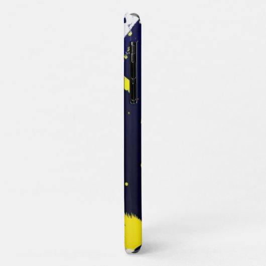 Marineblauw & Maïs Geel Verf Splatter Monogram Case-Mate iPhone Case (Achterkant/links)