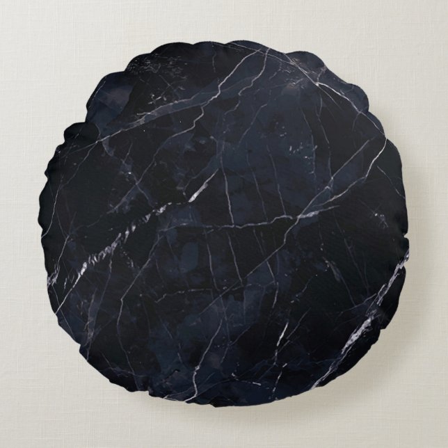 Marineblauw marmer: stenen textuur. rond kussen (Voorkant)