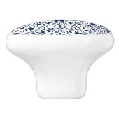 Marineblauw Marokkaans bloemenmandala patroon Keramische Knop (Zijkant)