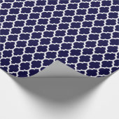 Marineblauw Marokkaans Quatrefoil Patroon #4 Cadeaupapier (Hoek)