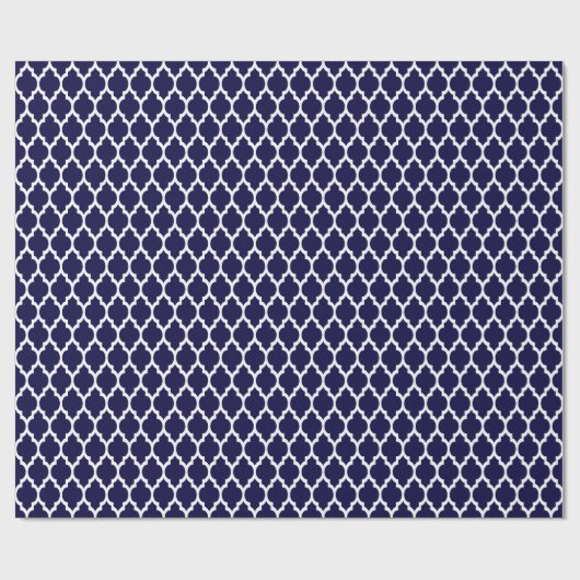 Marineblauw Marokkaans Quatrefoil Patroon #4 Cadeaupapier (Vlak)