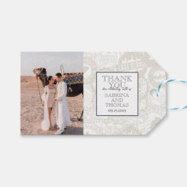 Marineblauw Marokko trouwfoto Cadeaulabel