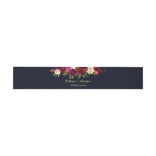 Marineblauw Marsala Rustiek Boho Bloemen Bruiloft Uitnodigingen Wikkel (Vlak)