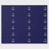 marineblauw met anker cadeaupapier (Vlak)