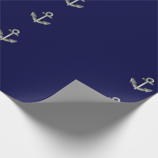 marineblauw met anker cadeaupapier (Hoek)