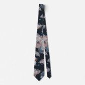Marineblauw met bloemen stropdas (Voorkant)