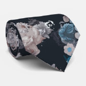 Marineblauw met bloemen stropdas (Opgerold)