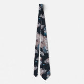 Marineblauw met bloemen stropdas (Achterkant)