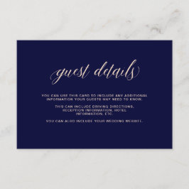 Marineblauw met Blush Typografie | Gegevens van be Informatiekaartje