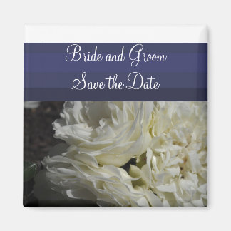 Marineblauw met Crème Rozen Save the Date Magneet