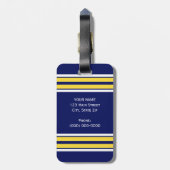 Marineblauw met geel witte strepen Teamshirt Bagagelabel (Achterkant verticaal)