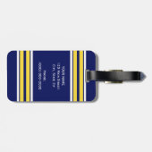 Marineblauw met geel witte strepen Teamshirt Bagagelabel (Achterkant horizontaal)