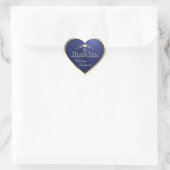 Marineblauw met gouden frame en monogram bedankt hart sticker (Tas)