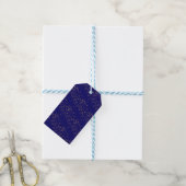 Marineblauw met gouden sterren dubbele gezamenlijk cadeaulabel (Met Touw)
