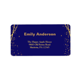 Marineblauw met gouden sterren dubbele gezamenlijk etiket