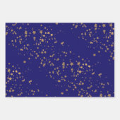 Marineblauw met gouden sterren dubbele gezamenlijk inpakpapier vel (Voorkant 3)