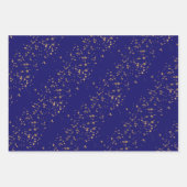 Marineblauw met gouden sterren dubbele gezamenlijk inpakpapier vel (Voorkant 2)