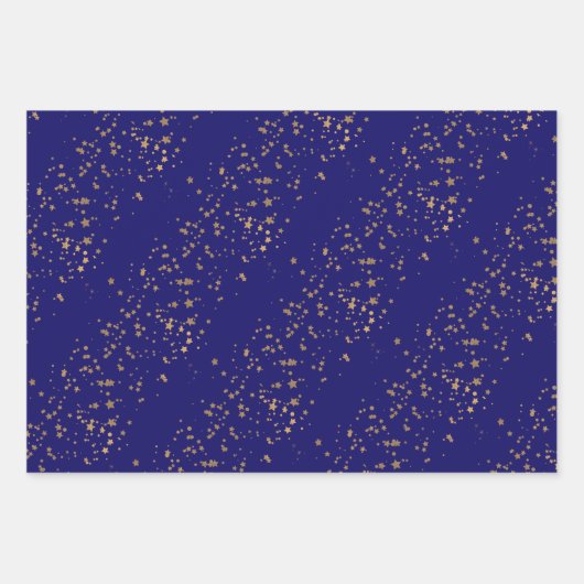 Marineblauw met gouden sterren dubbele gezamenlijk inpakpapier vel (Voorkant 2)