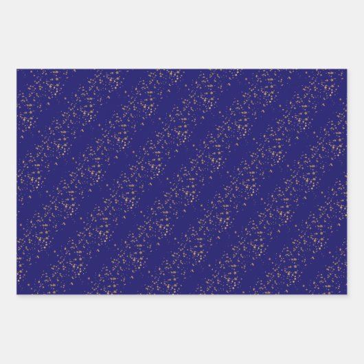 Marineblauw met gouden sterren dubbele gezamenlijk inpakpapier vel (Voorkant)