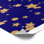 Marineblauw met gouden sterren dubbele gezamenlijk poster (Hoek)