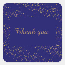 Marineblauw met gouden sterren dubbele gezamenlijk vierkante sticker