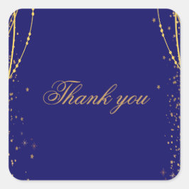 Marineblauw met gouden sterren dubbele gezamenlijk vierkante sticker