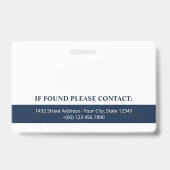 Marineblauw met Logo Foto QR Code Personeels-ID Badge (Achterkant)