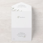 Marineblauw met minimale groene trouwerij all in one uitnodiging (Buitenkant)